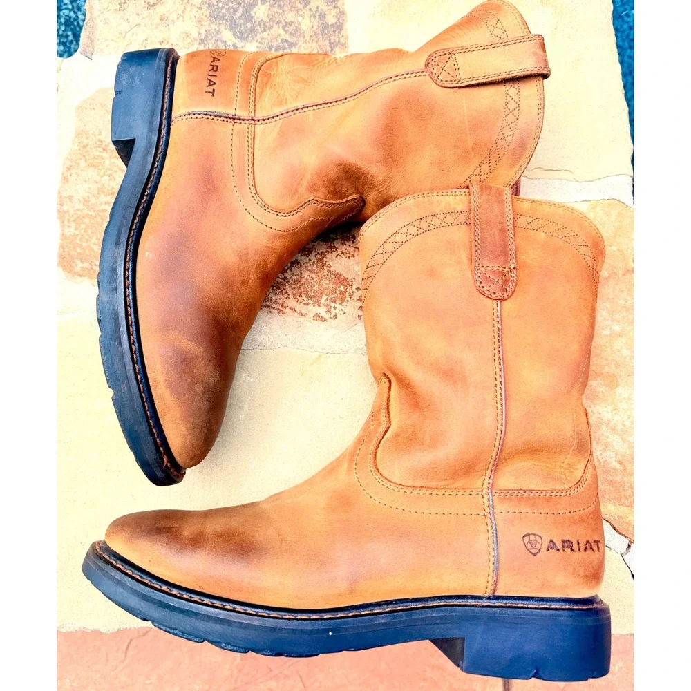 Ariat Work Pull On Western Boots ASTM EH Slip Resistant Oil Resistant Men's 10D